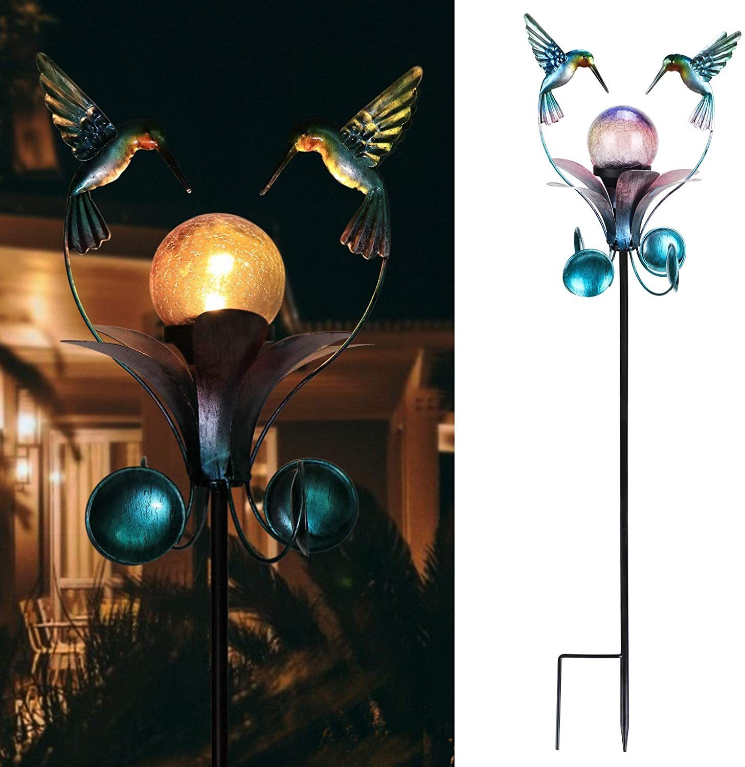 Globe Light With Two Hummingbirds 