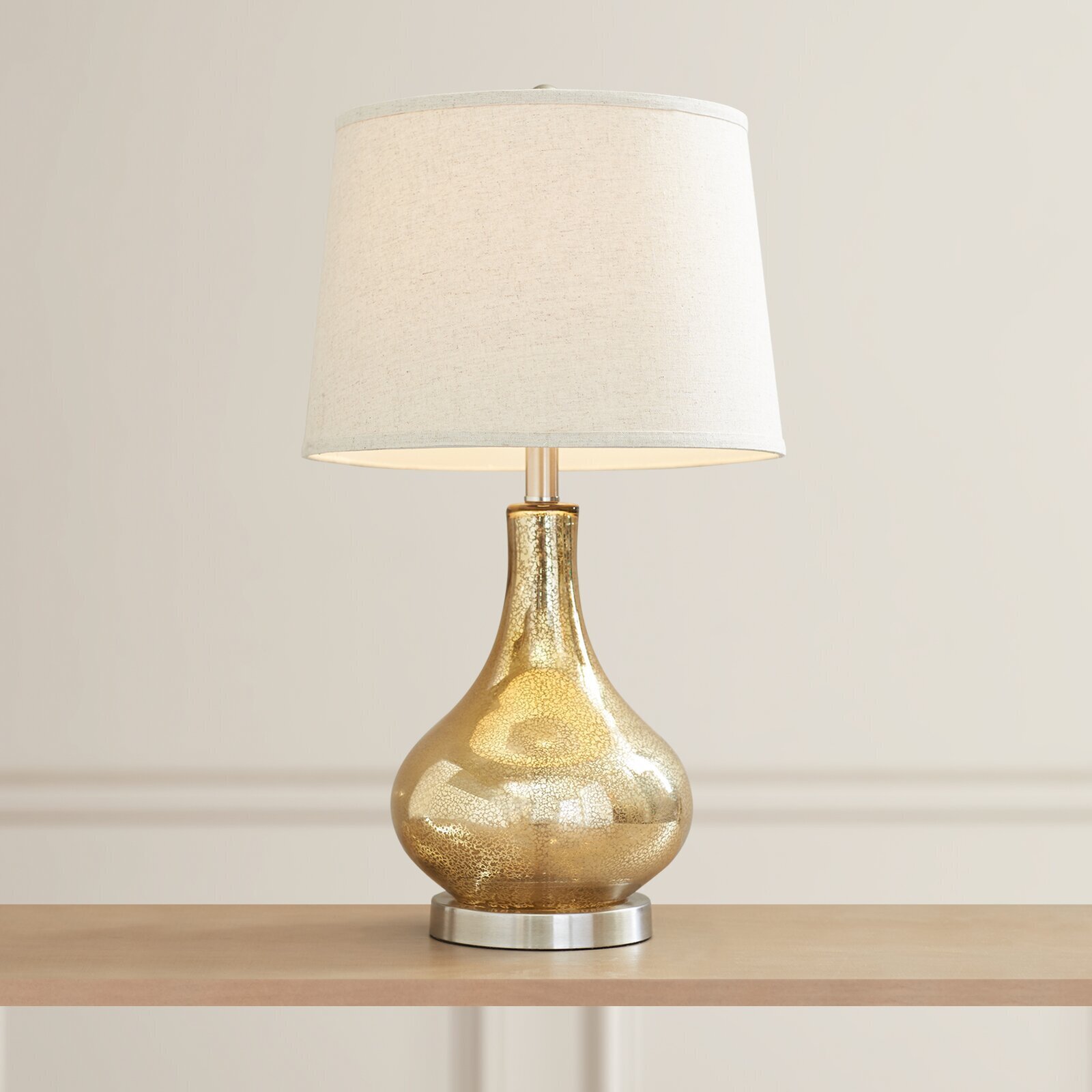 Gold mercury glass pewter lamp