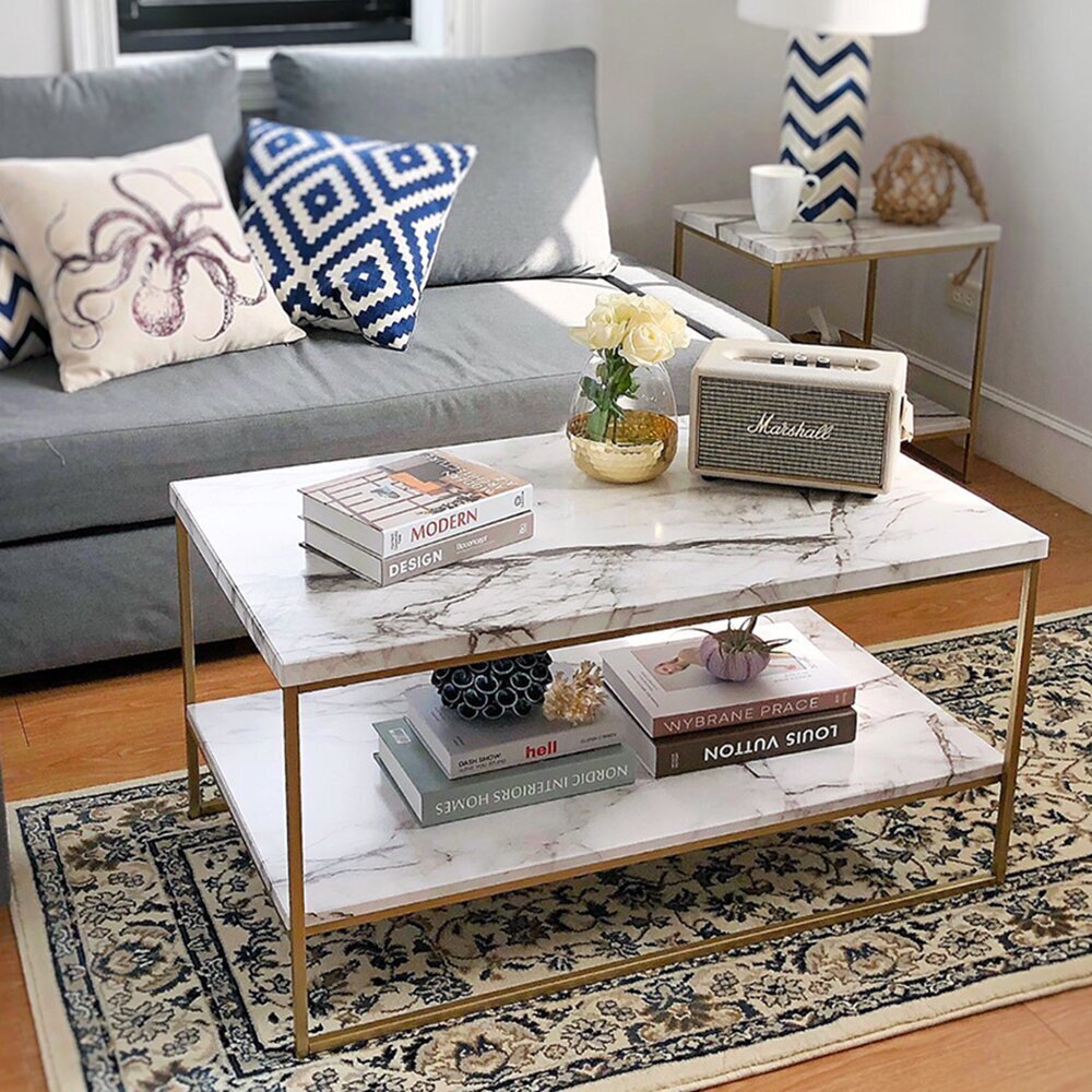 Granite Living Room Table with Storage
