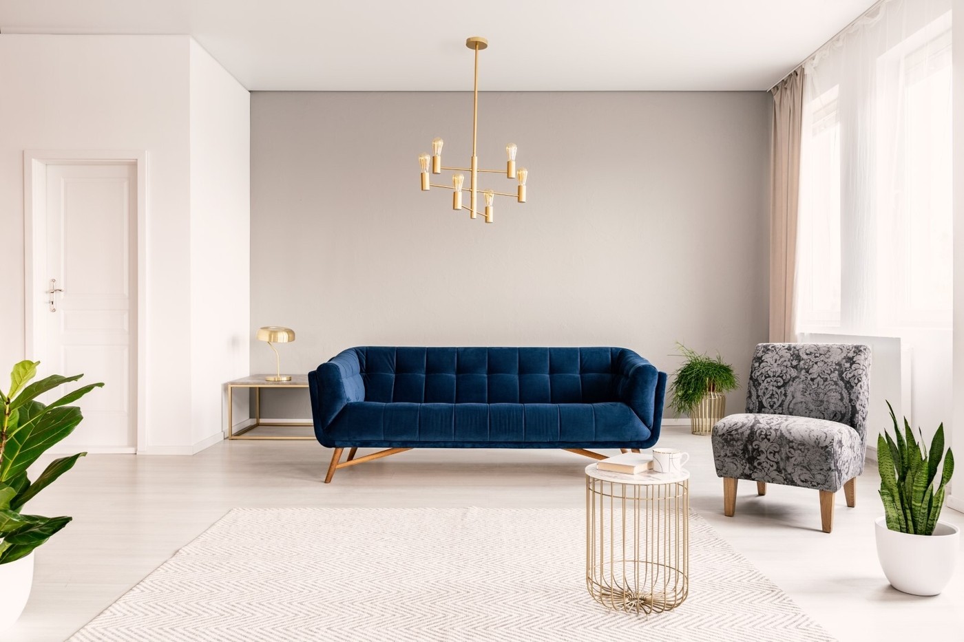 Gray wall in the living room