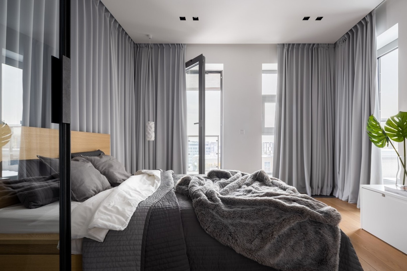 Gray window curtains