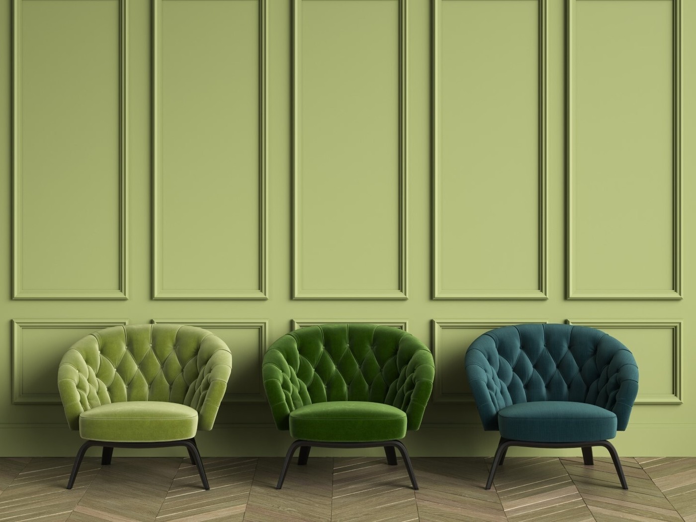 Green armchairs