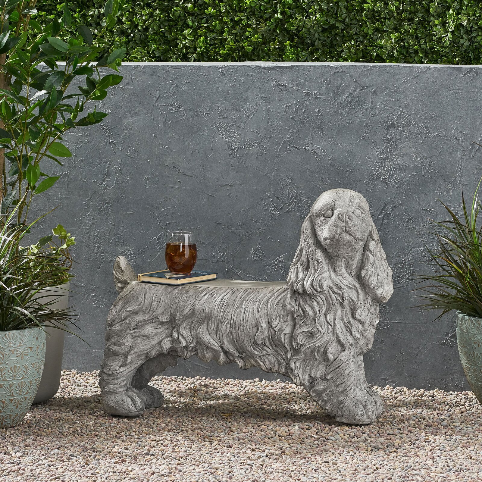 Grey Dog Memorial Bench 