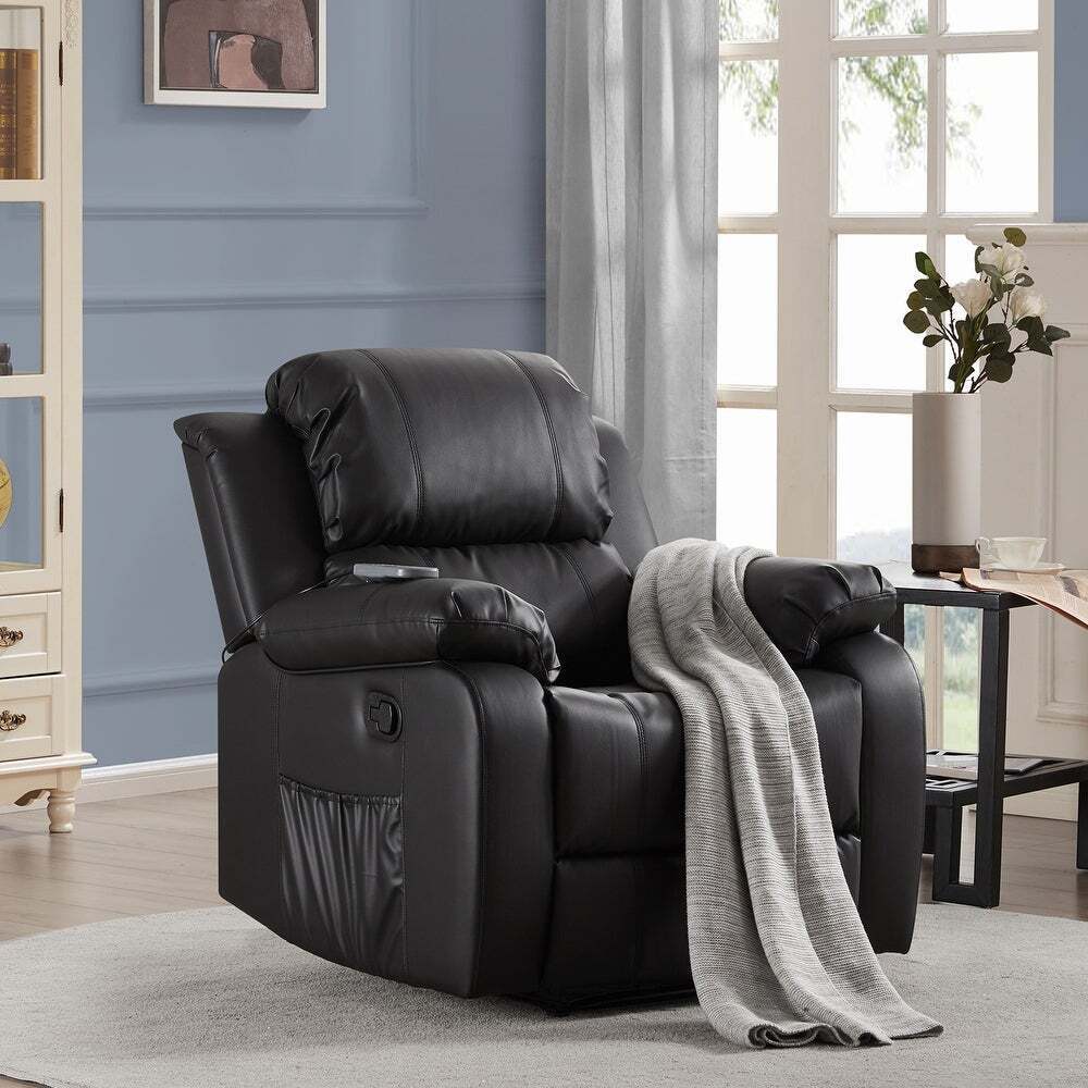 Heated Leather Massage Armrest With Ergonomic Back for Comfort and Style 