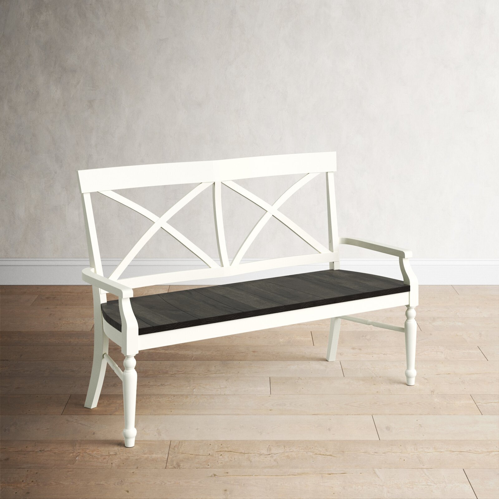 High back bench seat with an x pattern