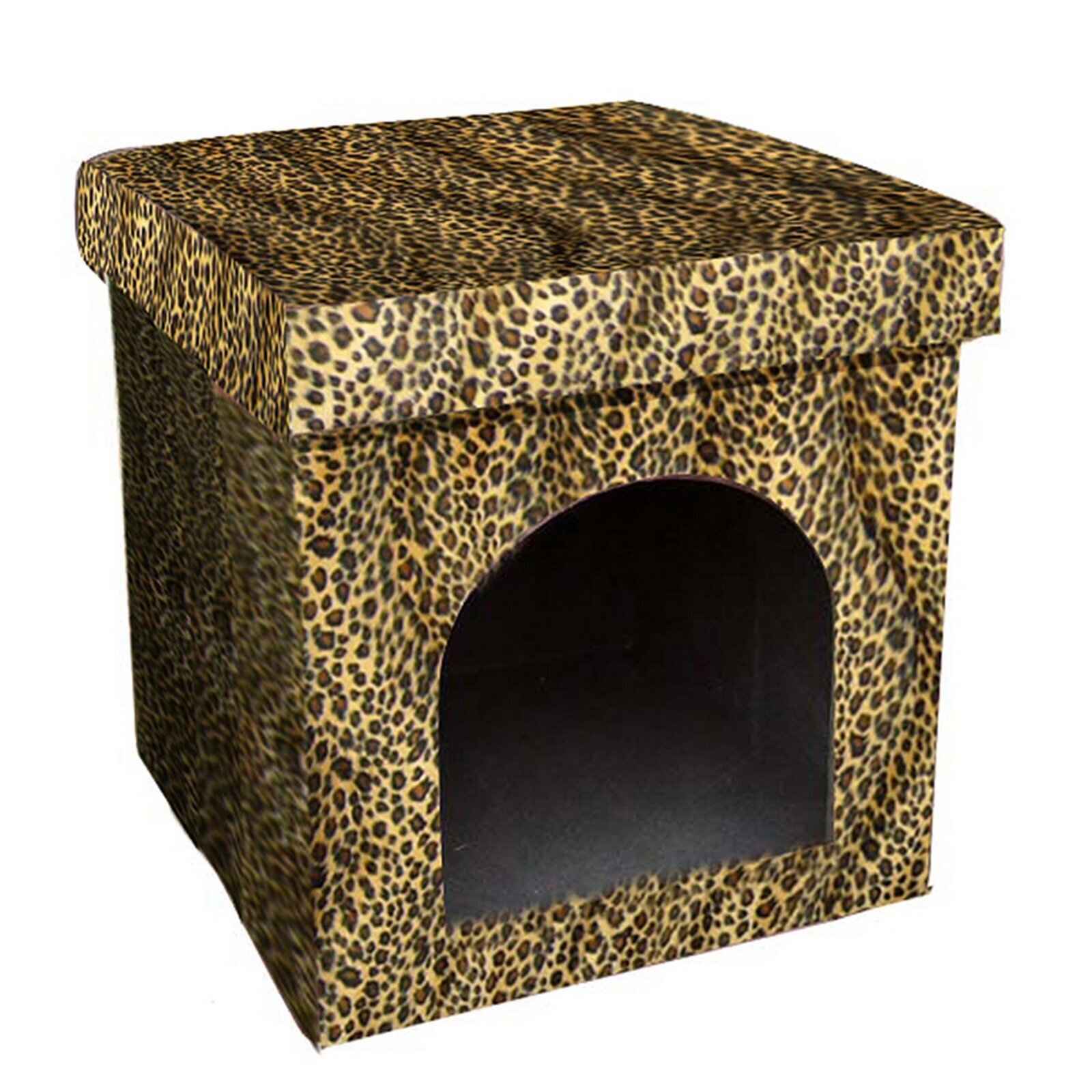 Hooded Cheetah Print Dog Bed 