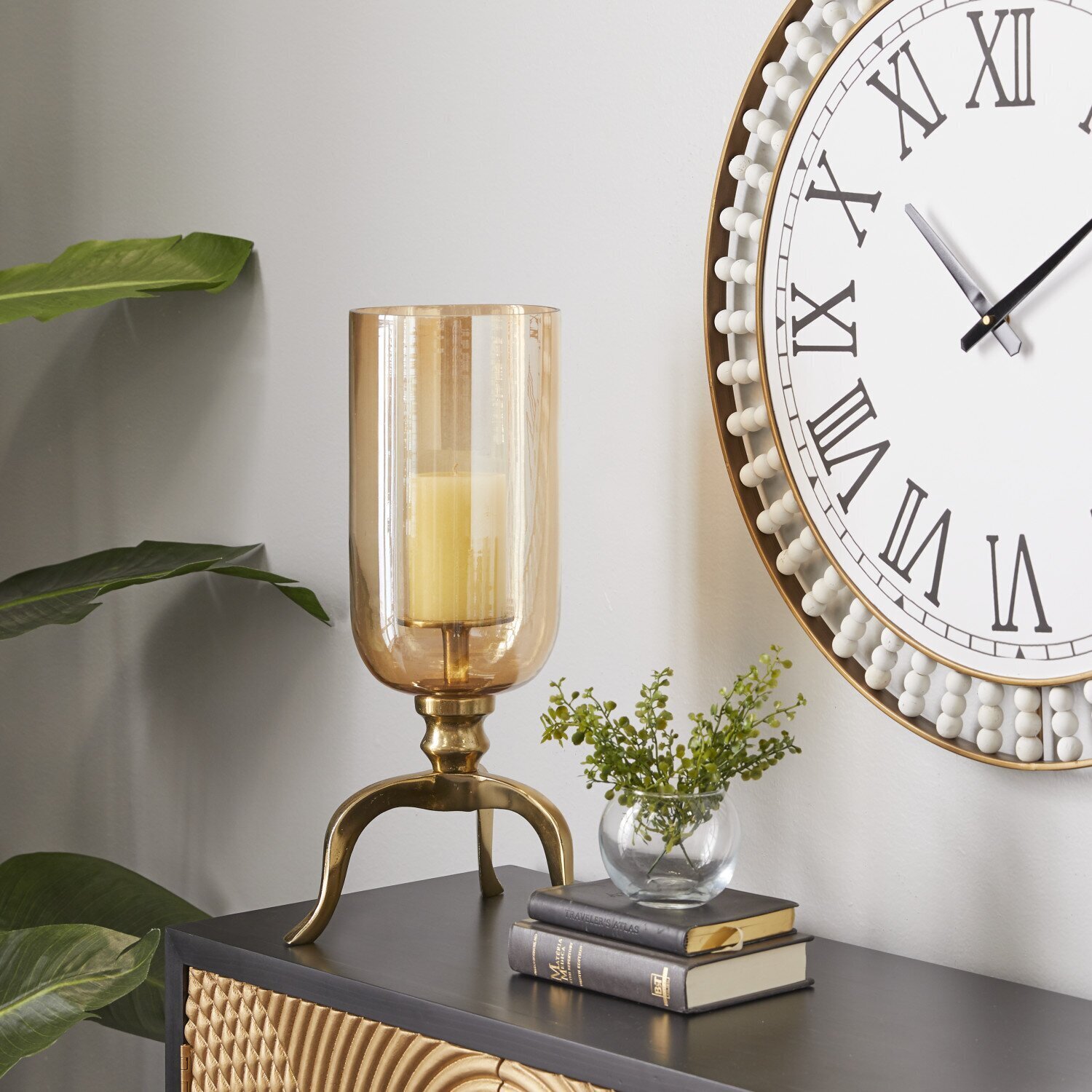Hurricane Glass Lamp With Aluminum Base