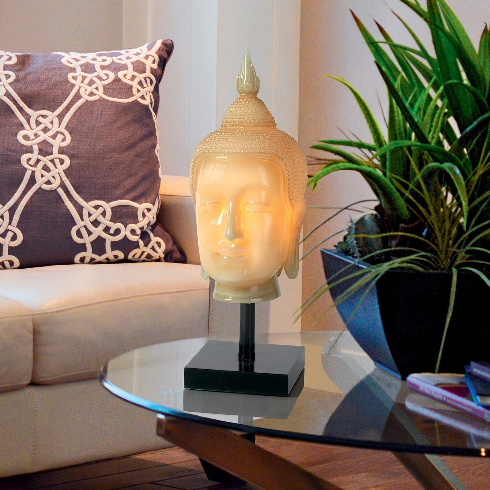 Illuminated Relaxing Resin Buddha Sculpture