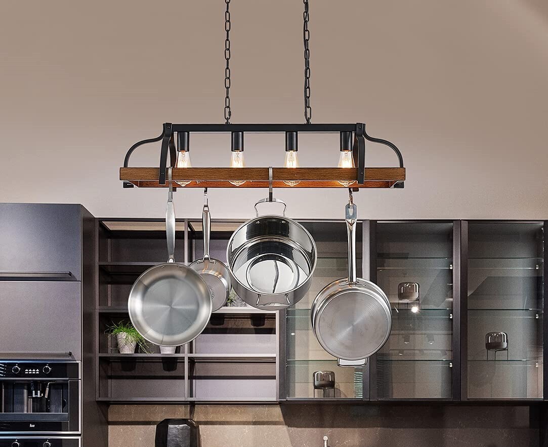 Imitation Wood Pot Hanging Rack Chandelier