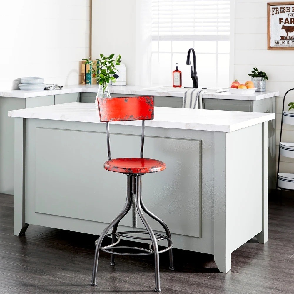 Industrial Cast Iron Bar Stools with Back