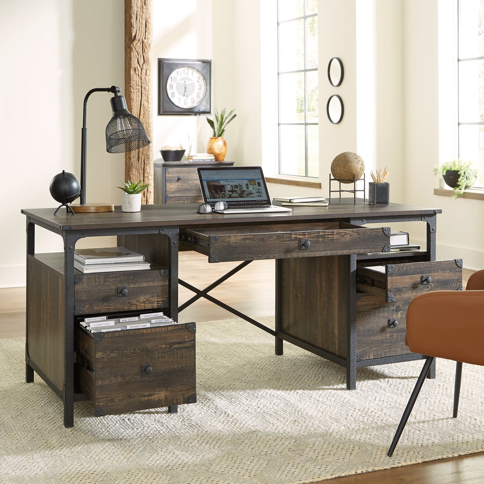 Industrial Executive Desk For Traditional Home Office