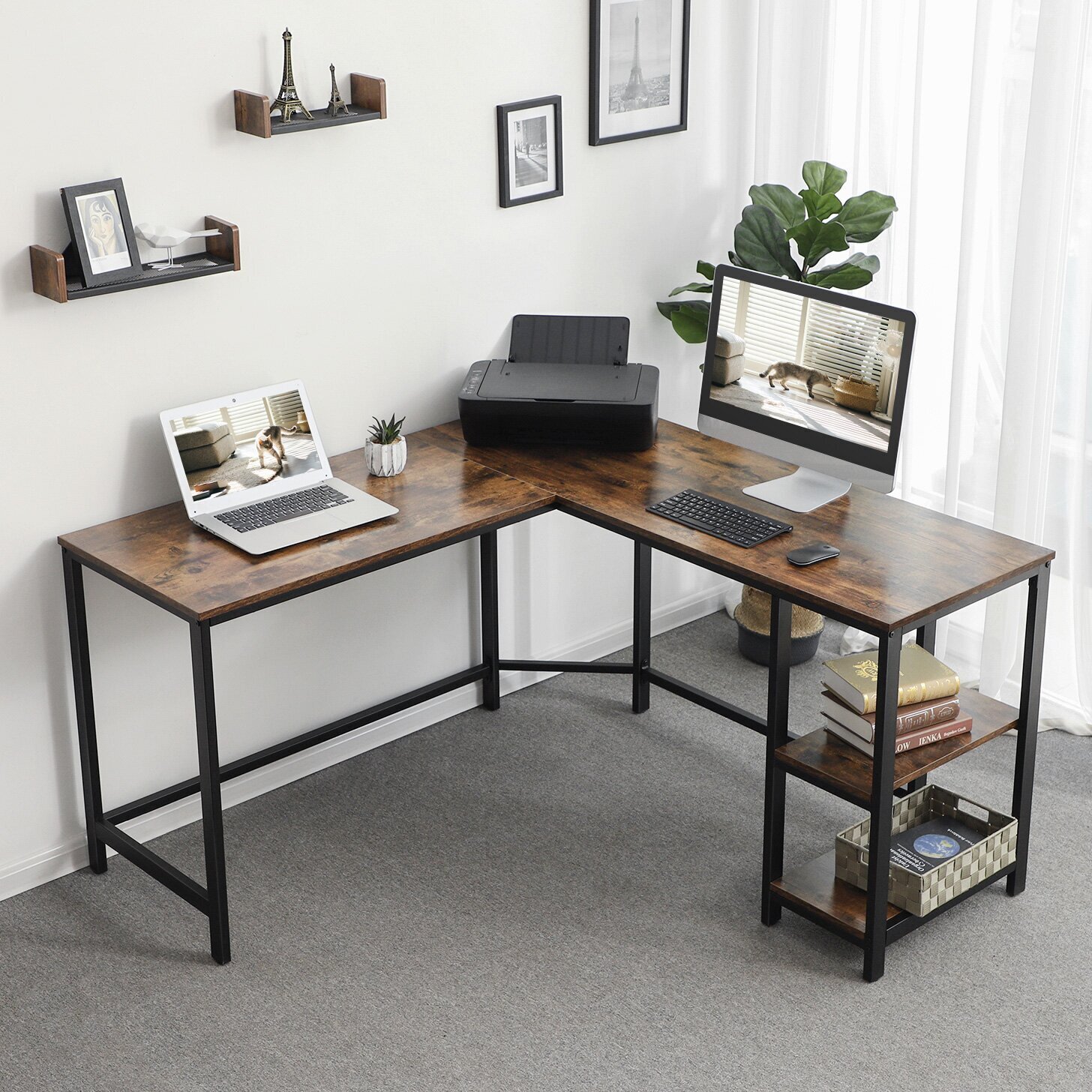 Industrial L shaped modern desk