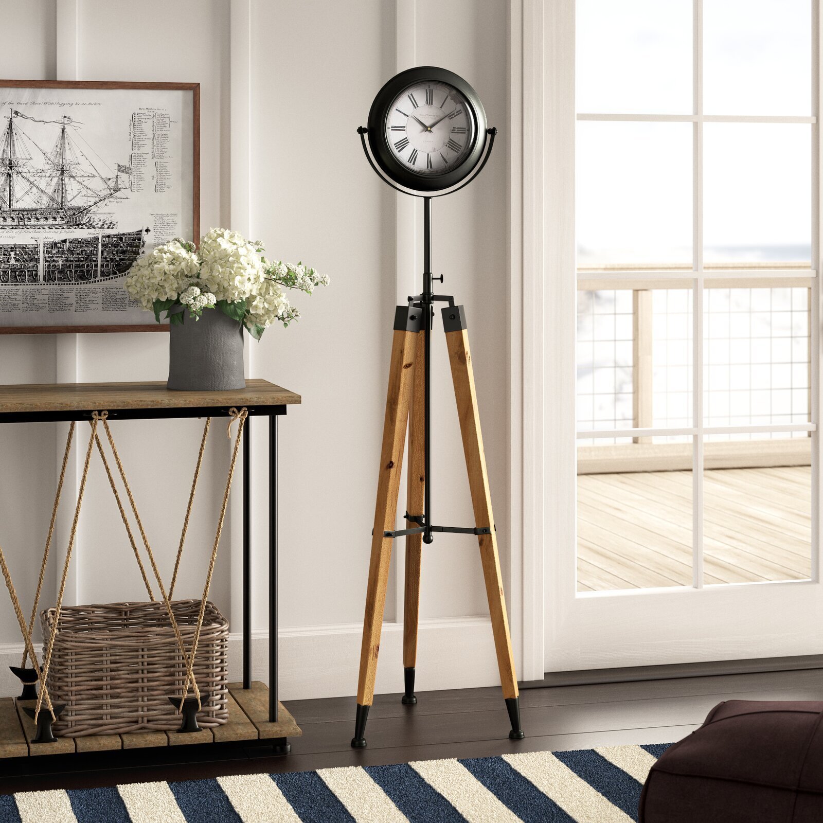 Industrial tripod free standing clock