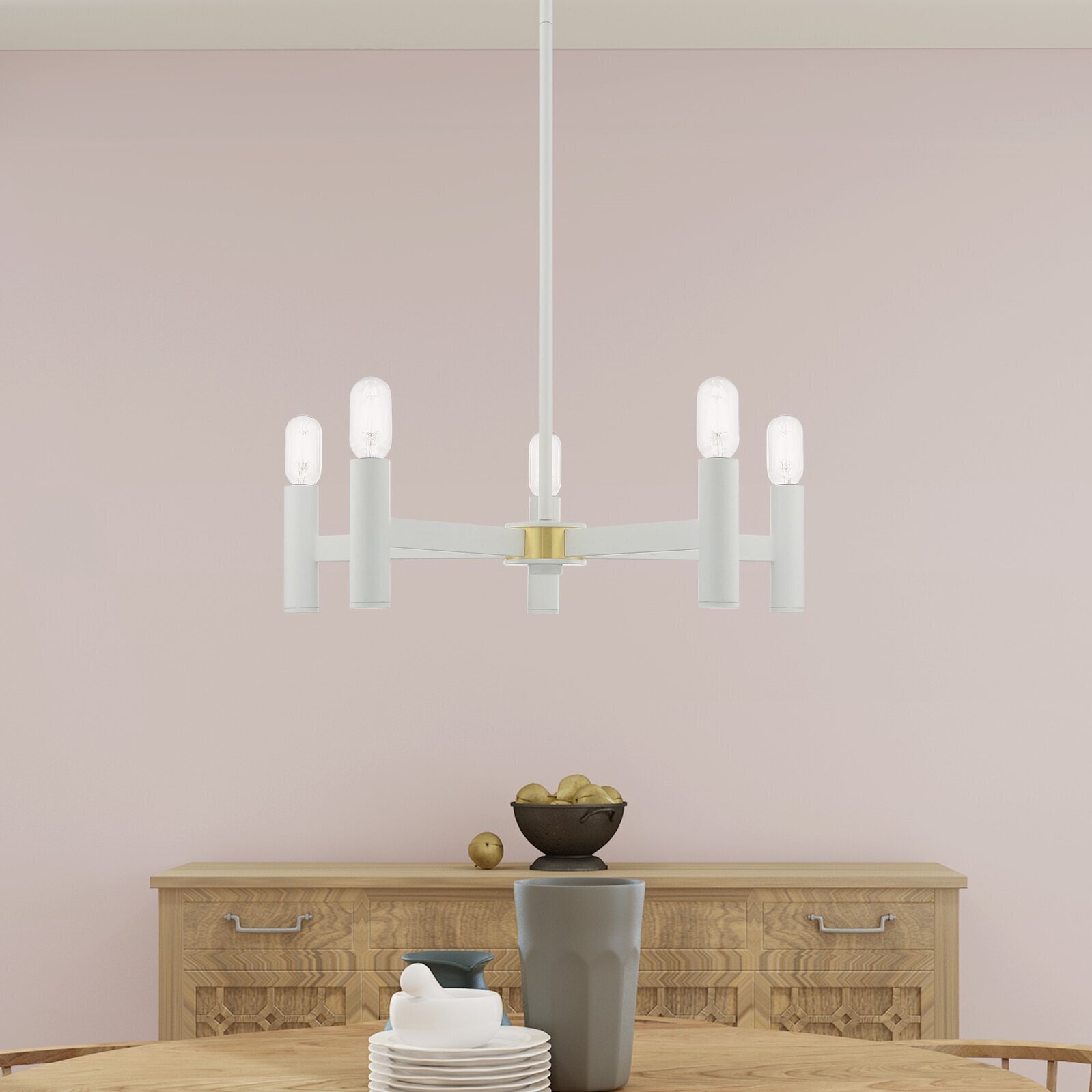 Industrial White Metal Chandelier
