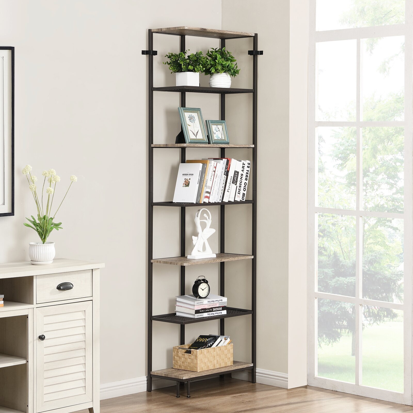 Iron Tall Corner Bookcase