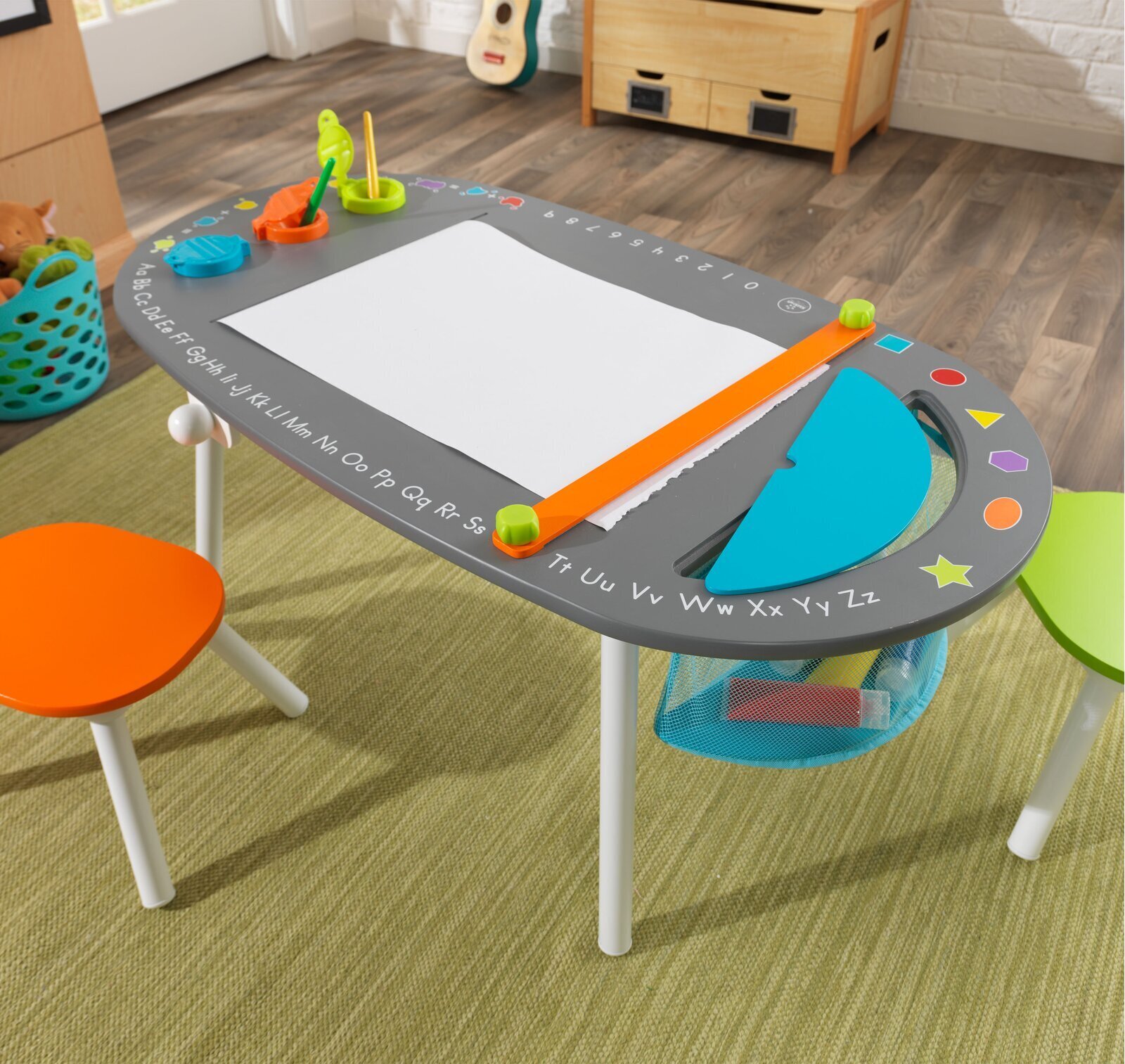 Kids 3 Piece Oval Arts and Crafts Table and Chair Set