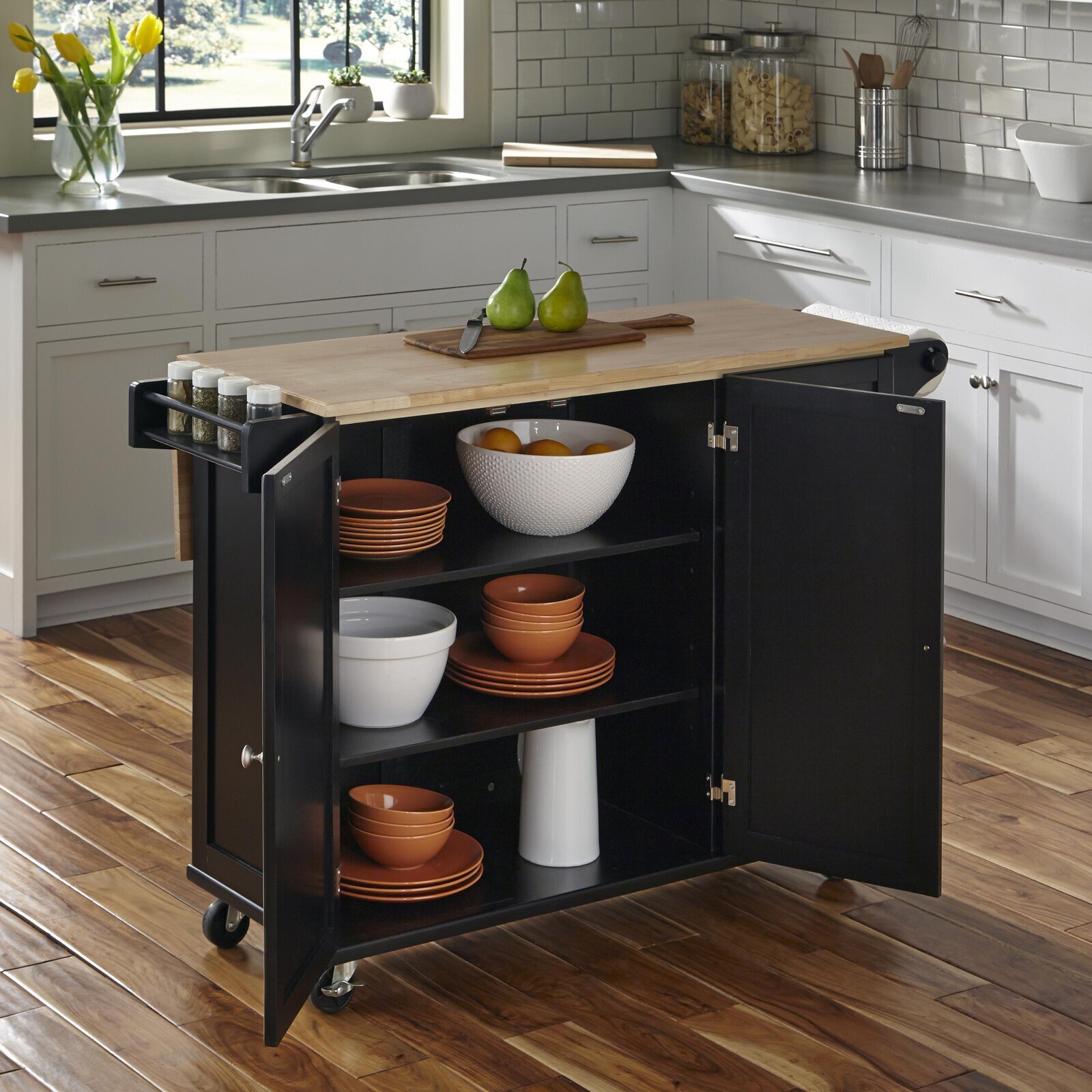Kitchen island cabinet on wheels