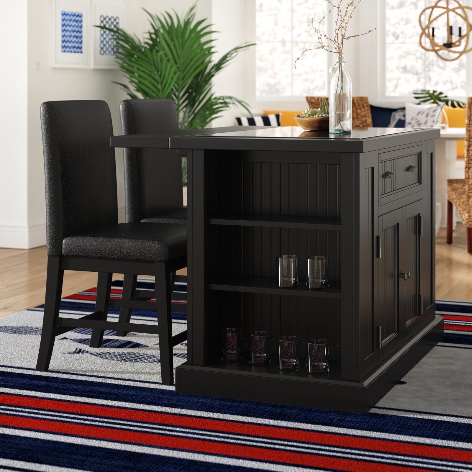 Kitchen island with granite top and seating