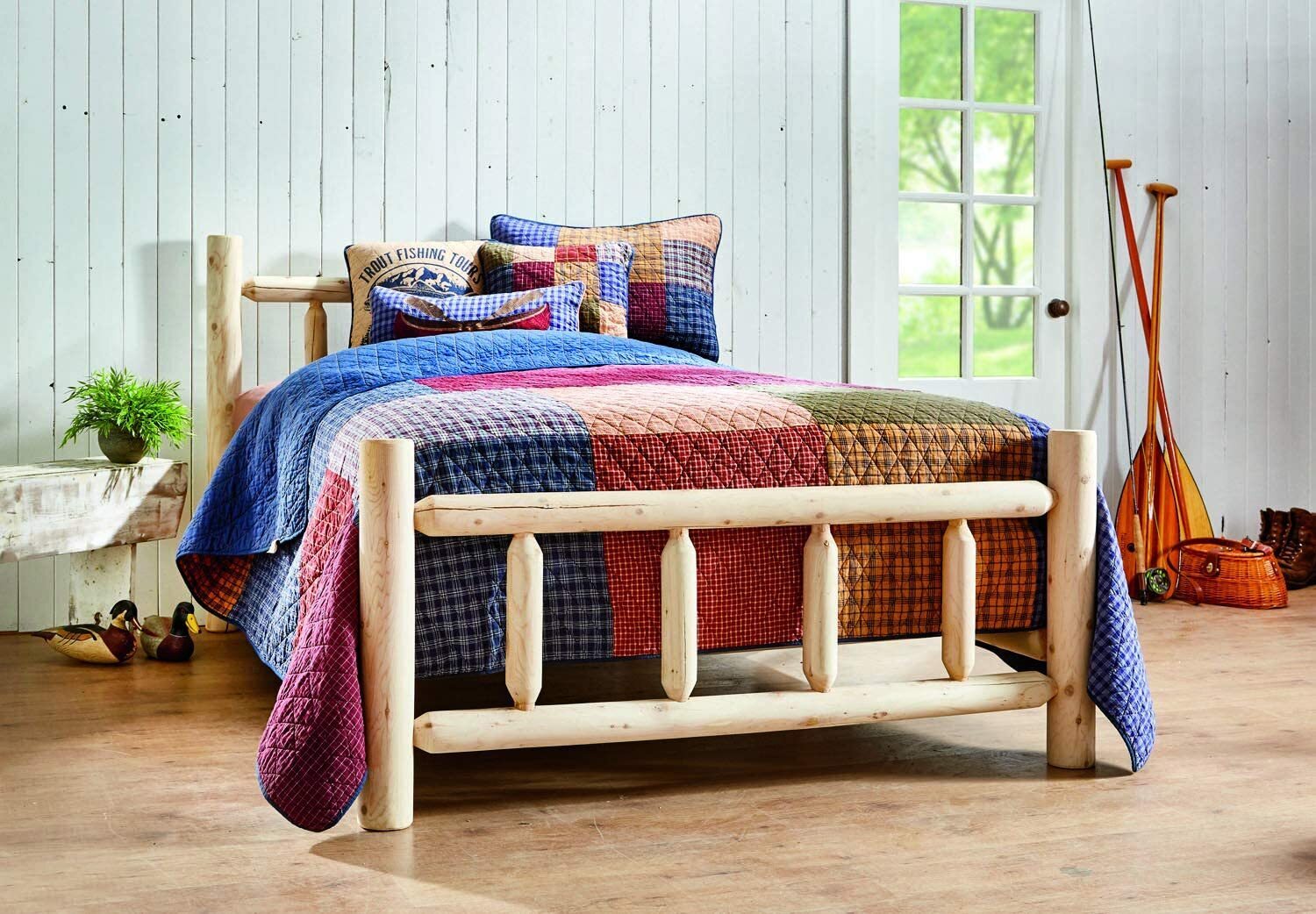 Knotty Pine Queen Bed Frame