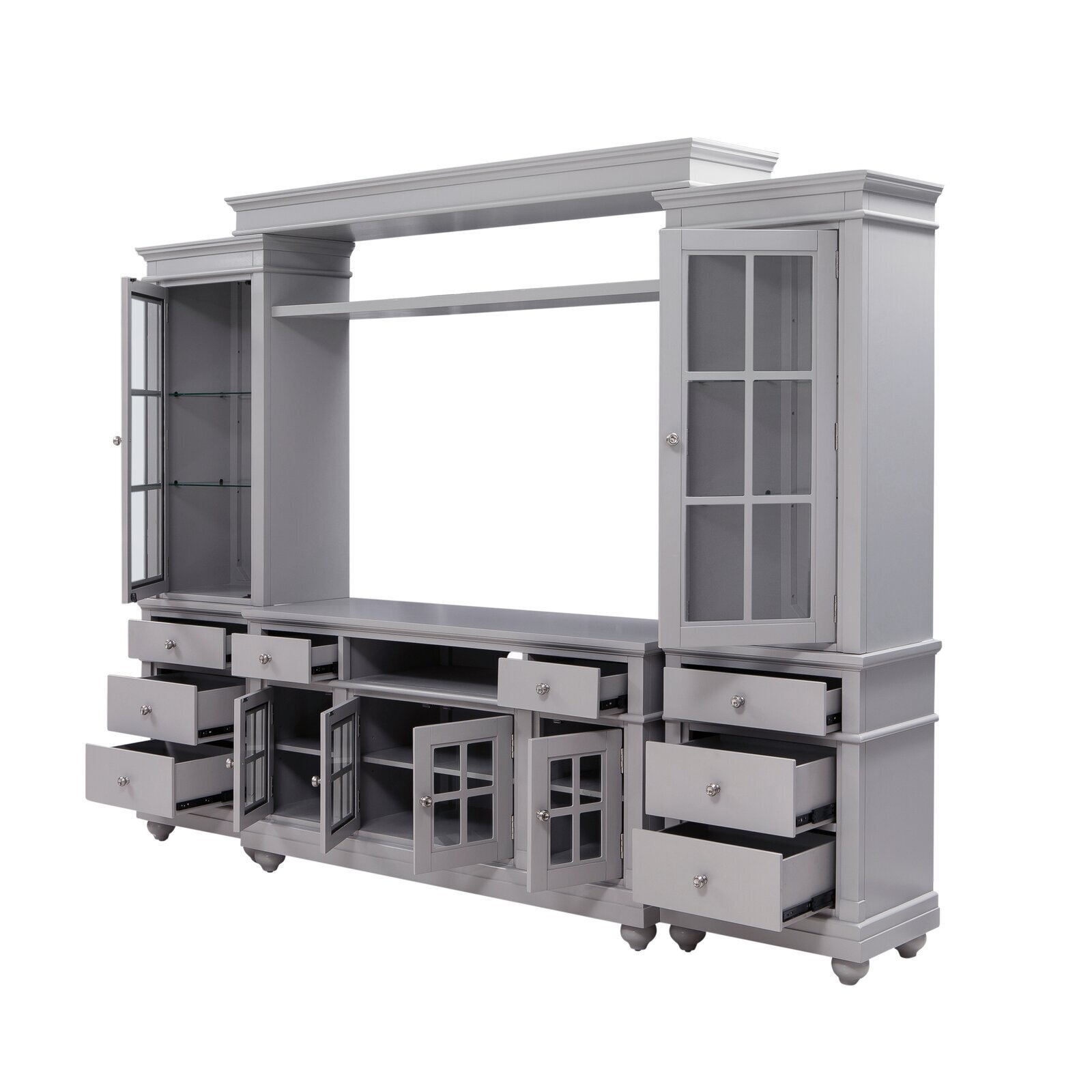Large Entertainment Center Wall Unit with Glass Doors