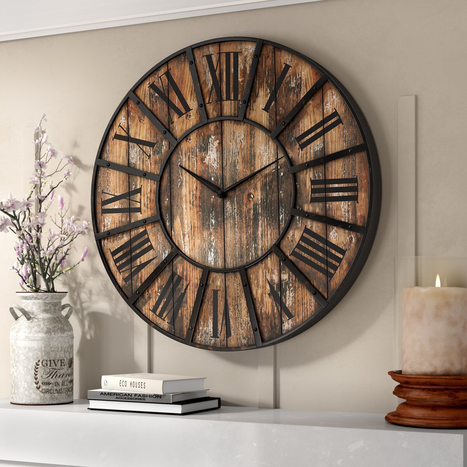 Large Rustic Wall Clock 