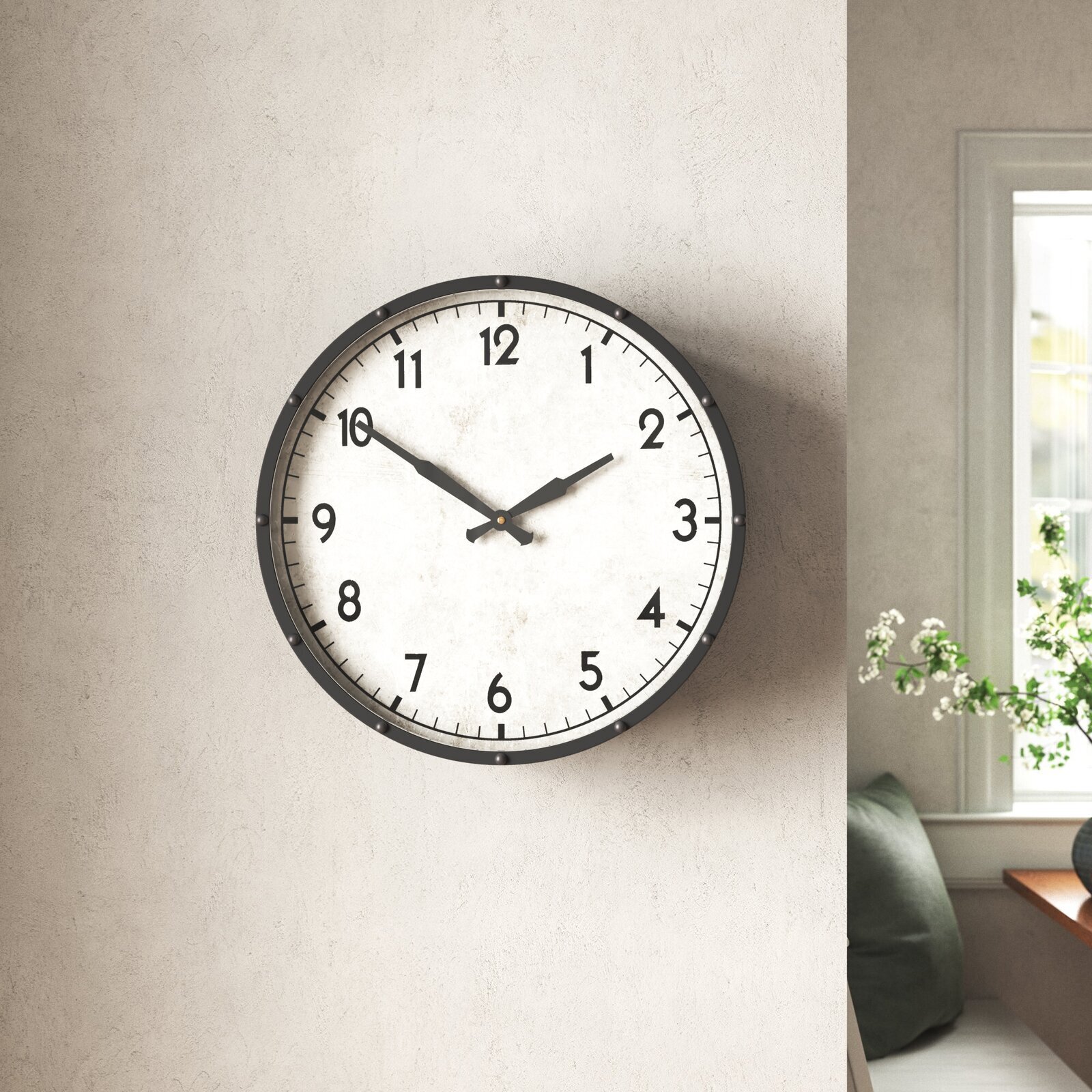 Large vintage wall clock with numbers
