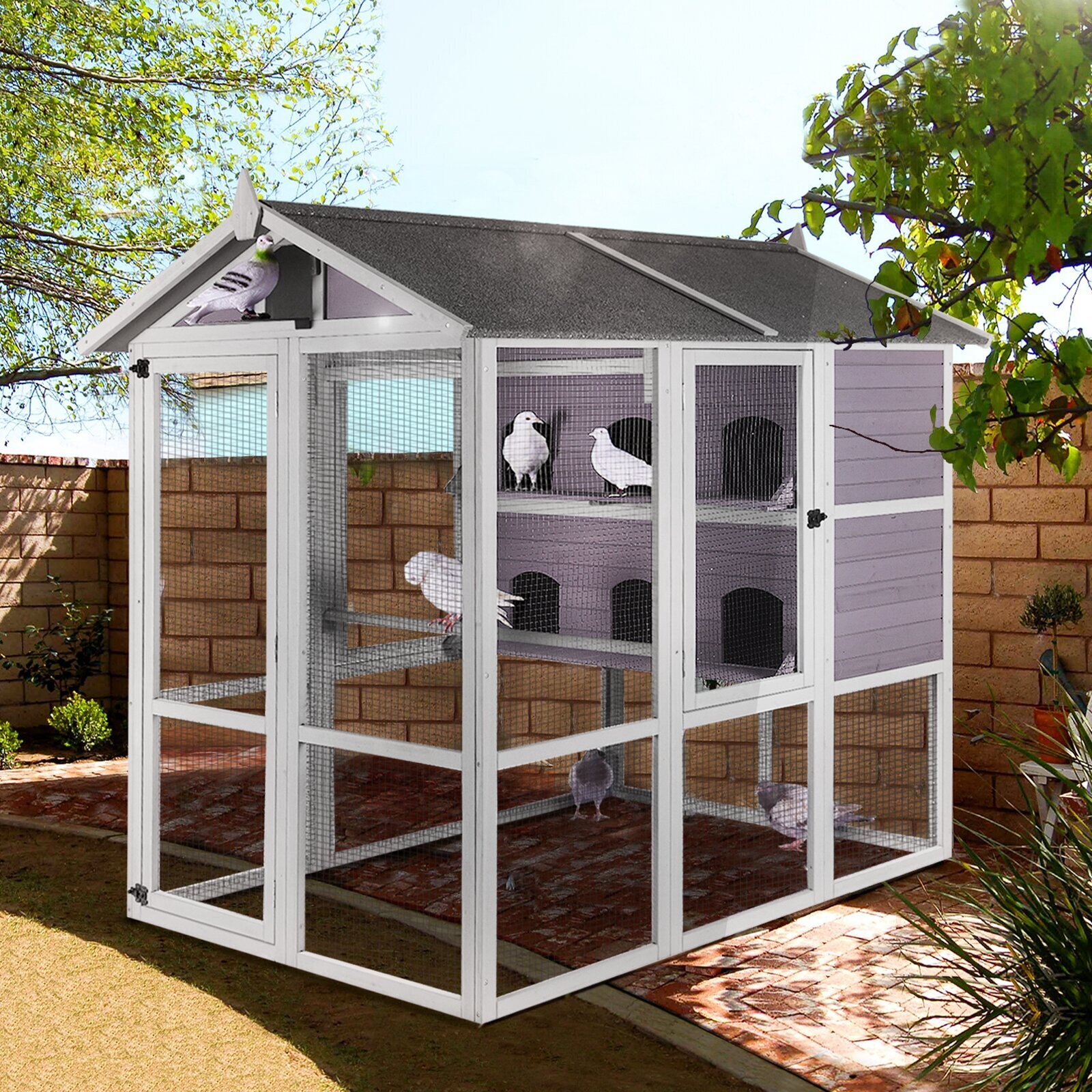 Large Wooden Bird Cage With Pointed Top 