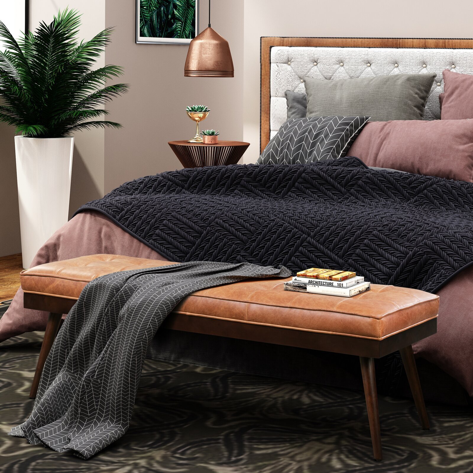 Leather end of bed bench king size