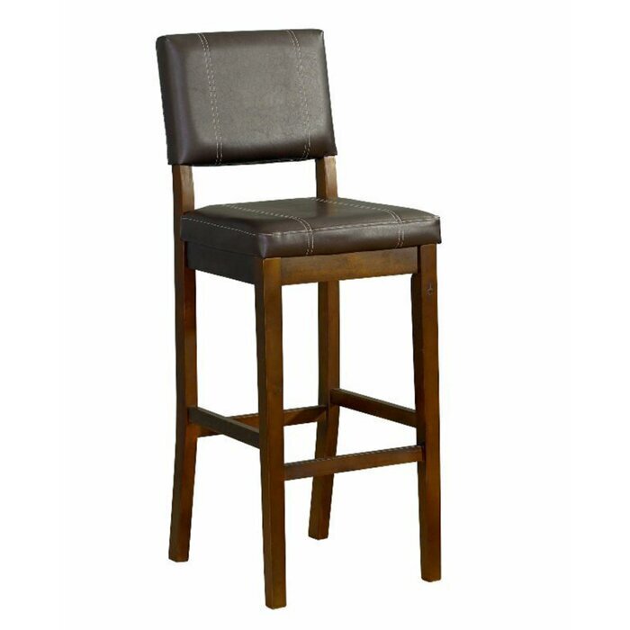 Leather Maple Stool with Open Back