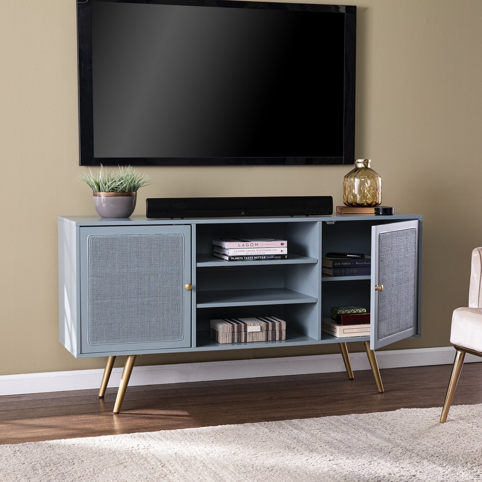 Light Blue Unique TV Stand 