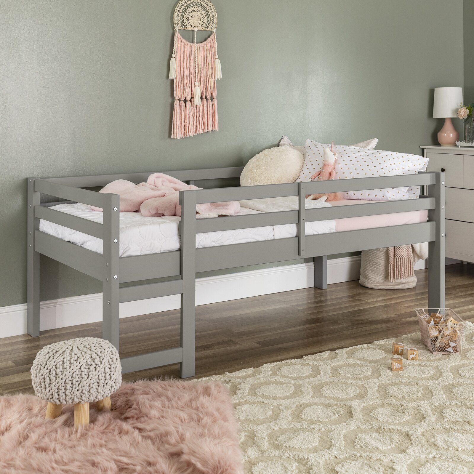 Light Grey Short Loft Bed 