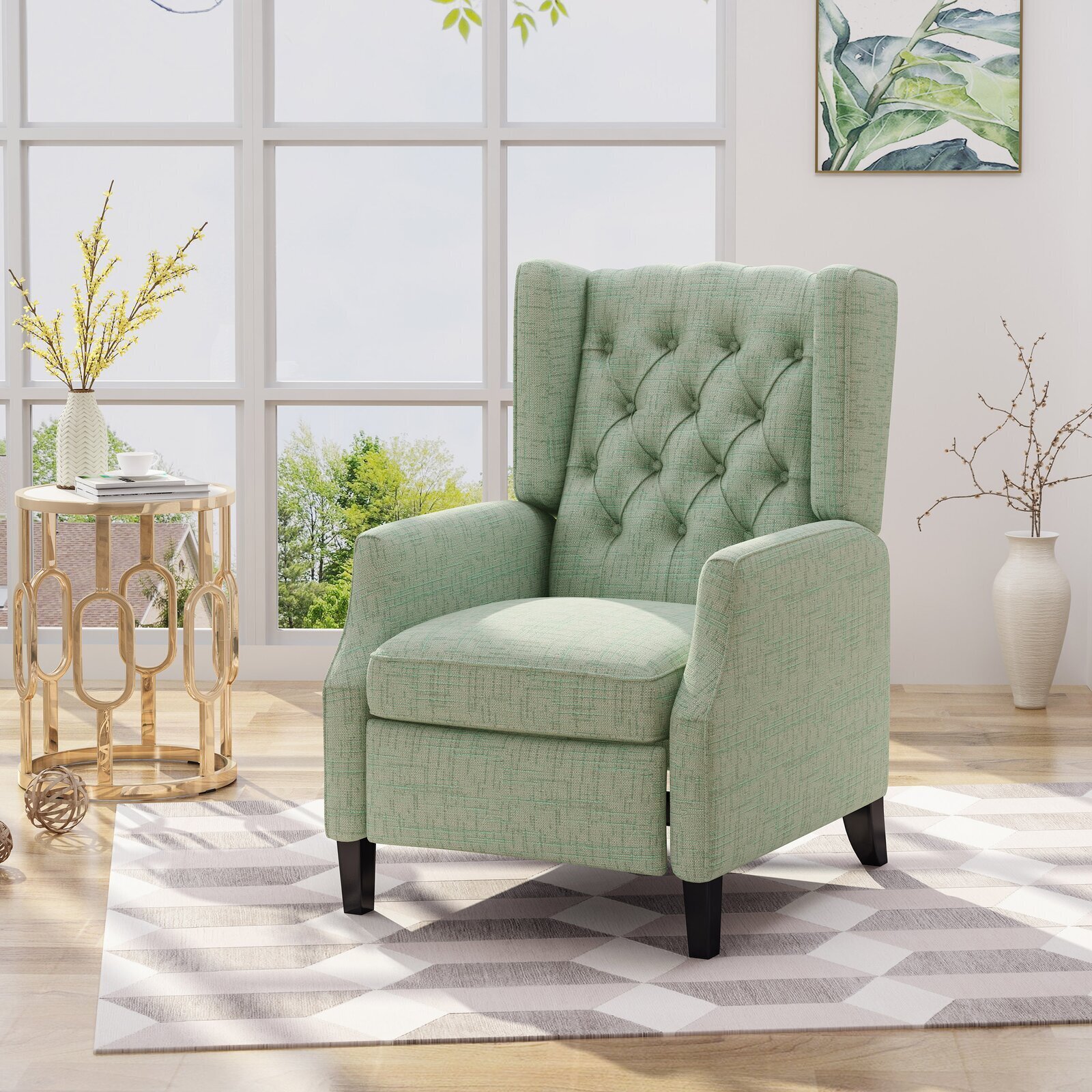 Light Teal Queen Anne Inspired Recliner 