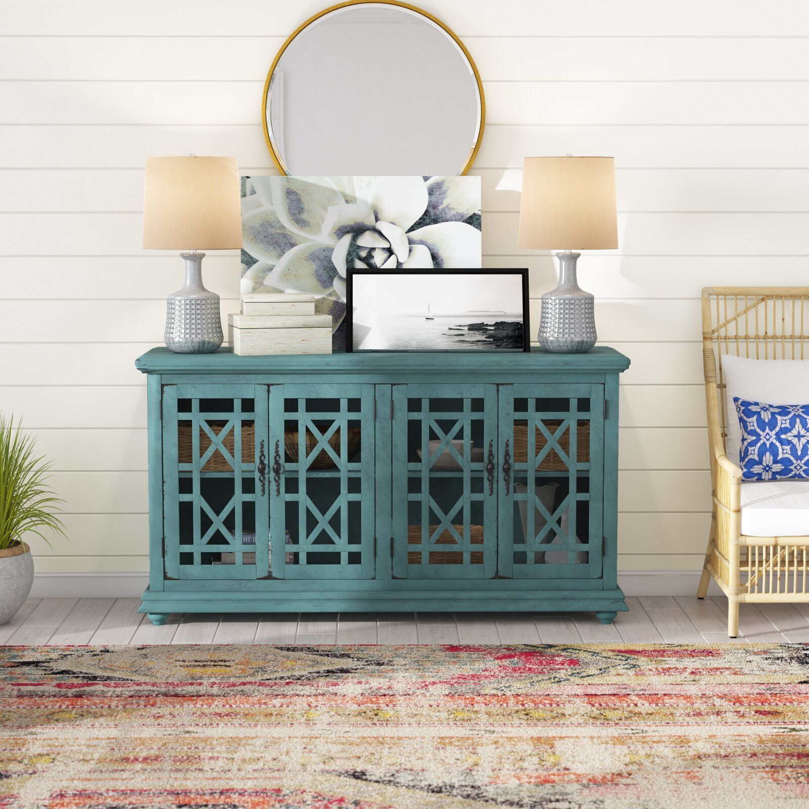 Light Teal Unique TV Stand 