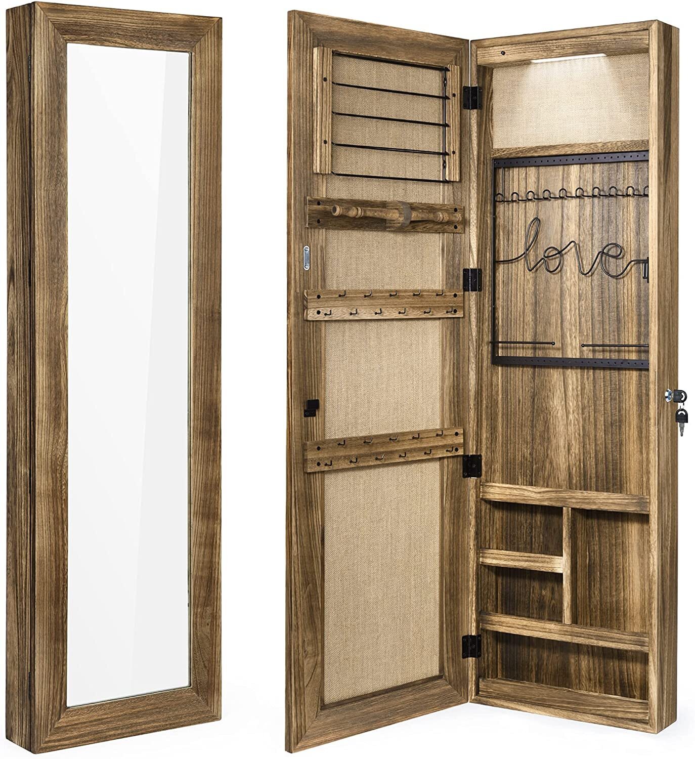 Lockable Real Wood Jewelry Armoire
