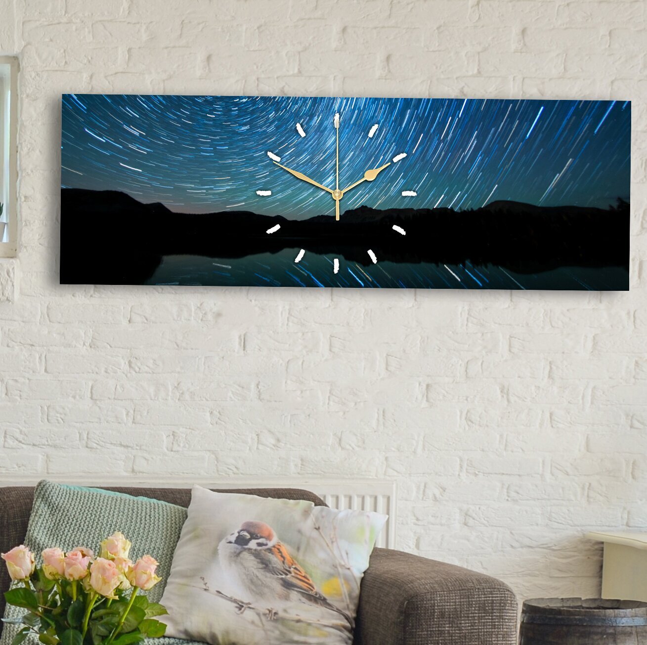 Long horizontal wall clock