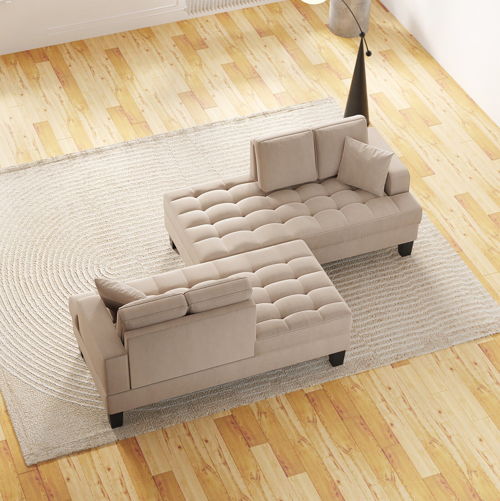 Luxurious Modular Sofa Bed With Pocket Spring, Tufted Seats 