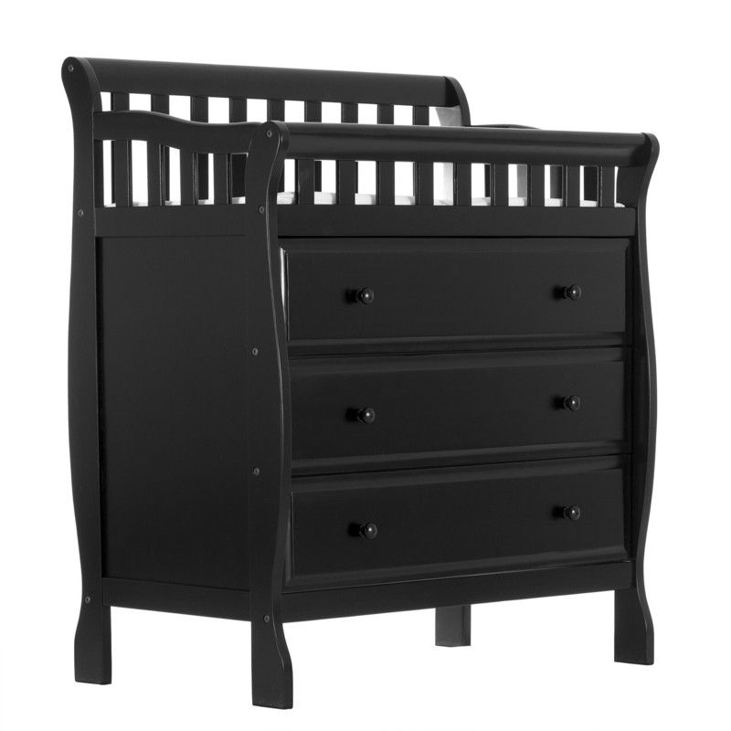 black dresser with changing table Oxylife Baby Dresser with Changing Table Top for Nursery with 7 Storage Drawers for Kids Bedroom,Black