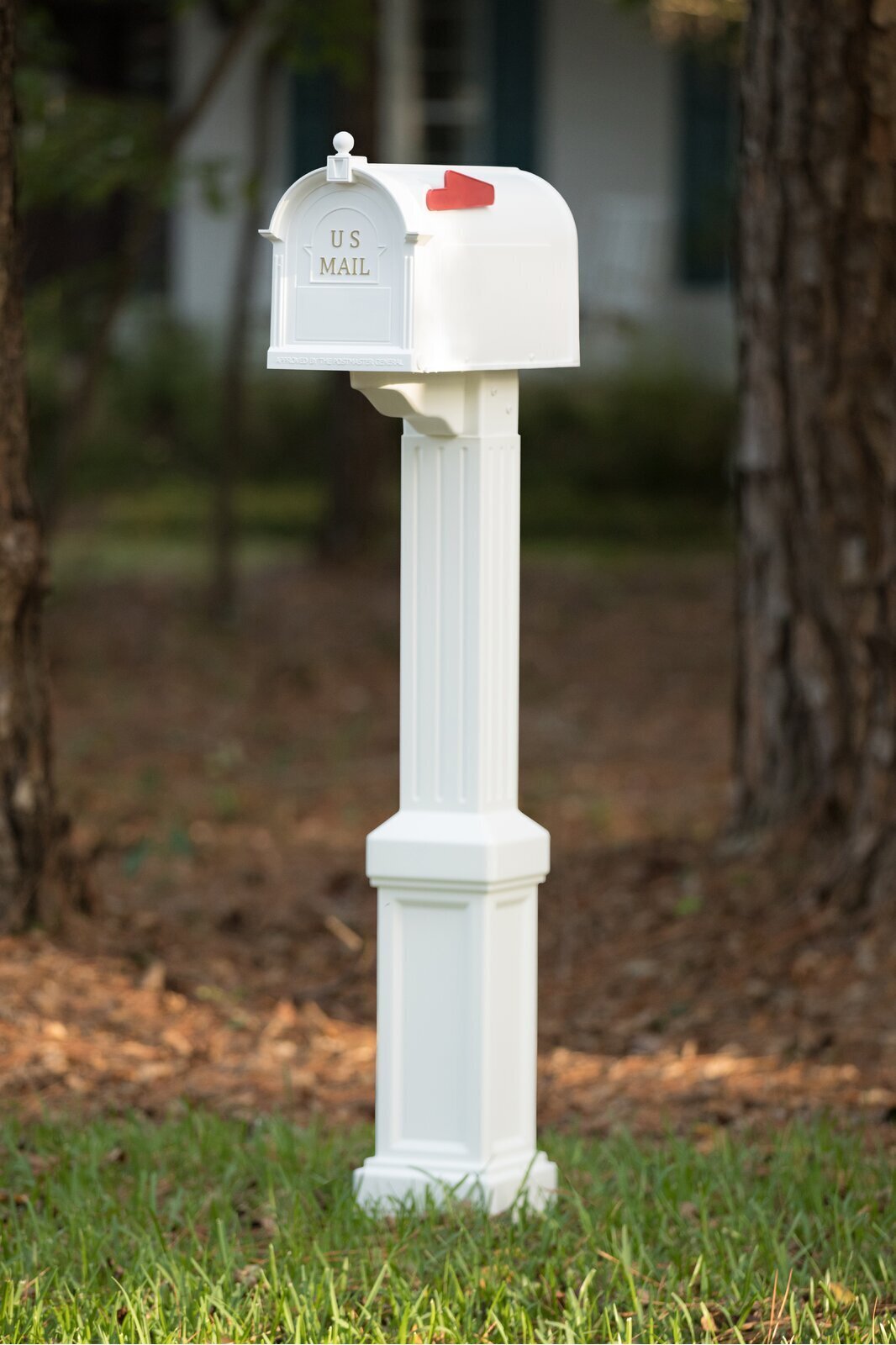 Medium sized wrought iron mailbox and post