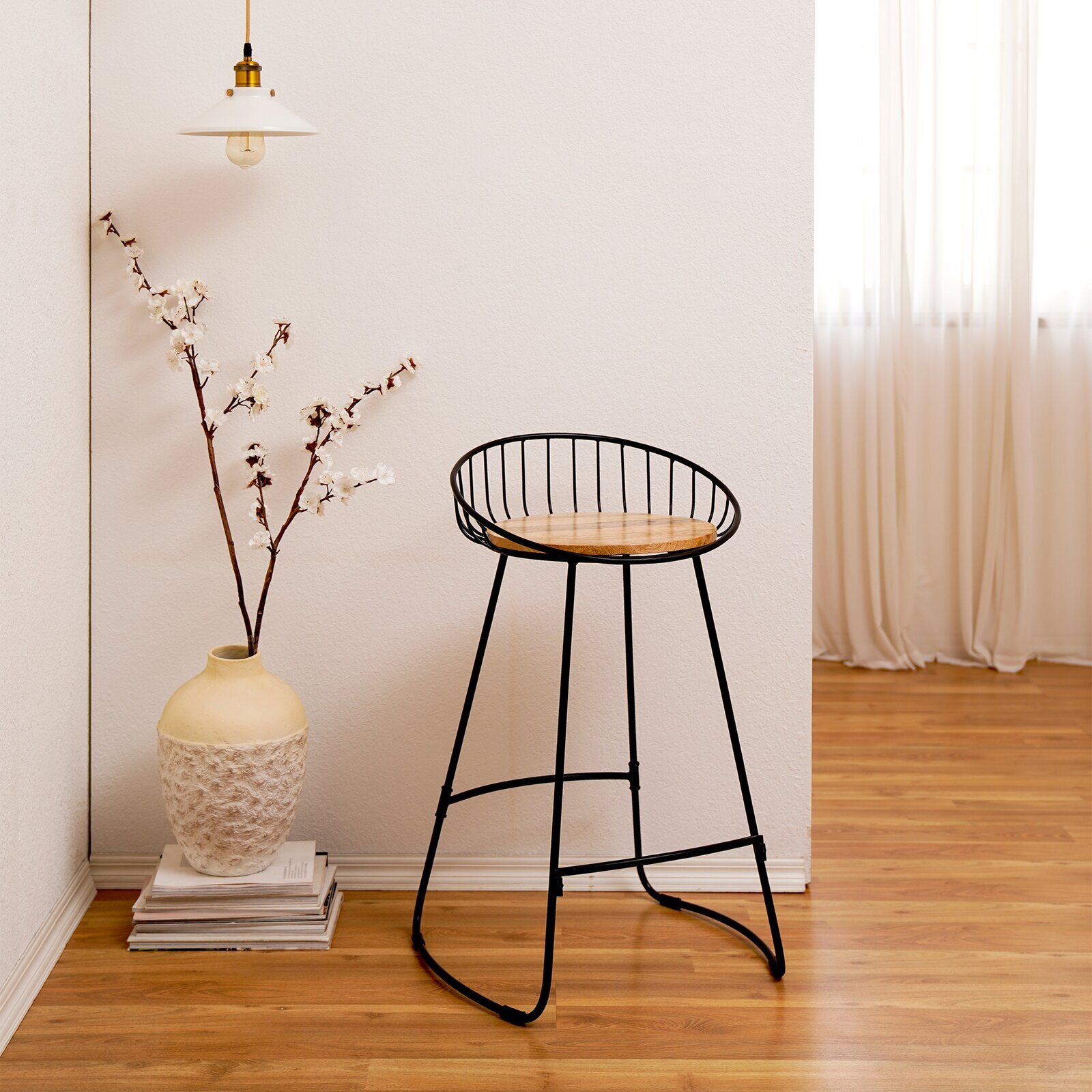 Metal and Wood Bowl Bar Stool