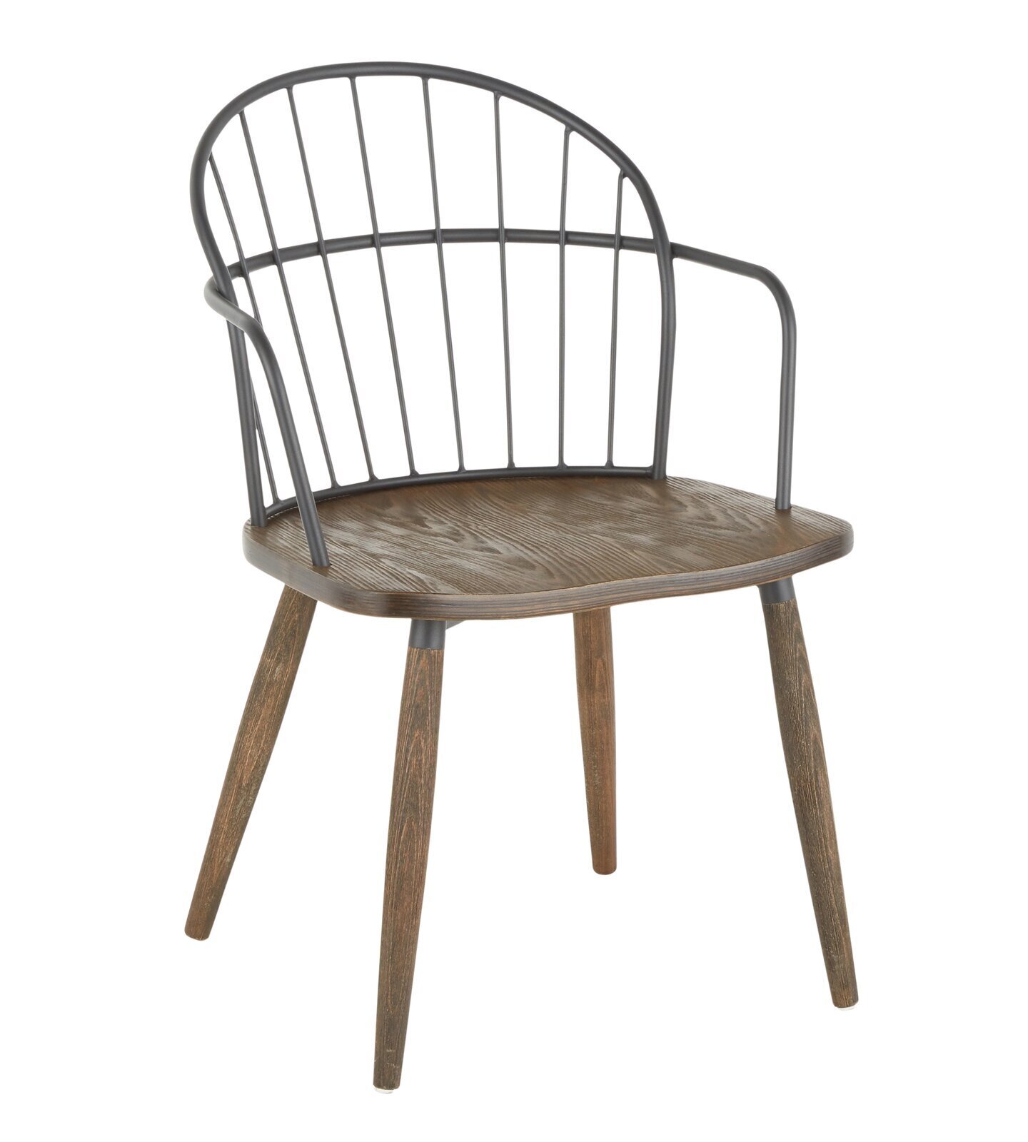 Metal and wood spindle back chair with arms
