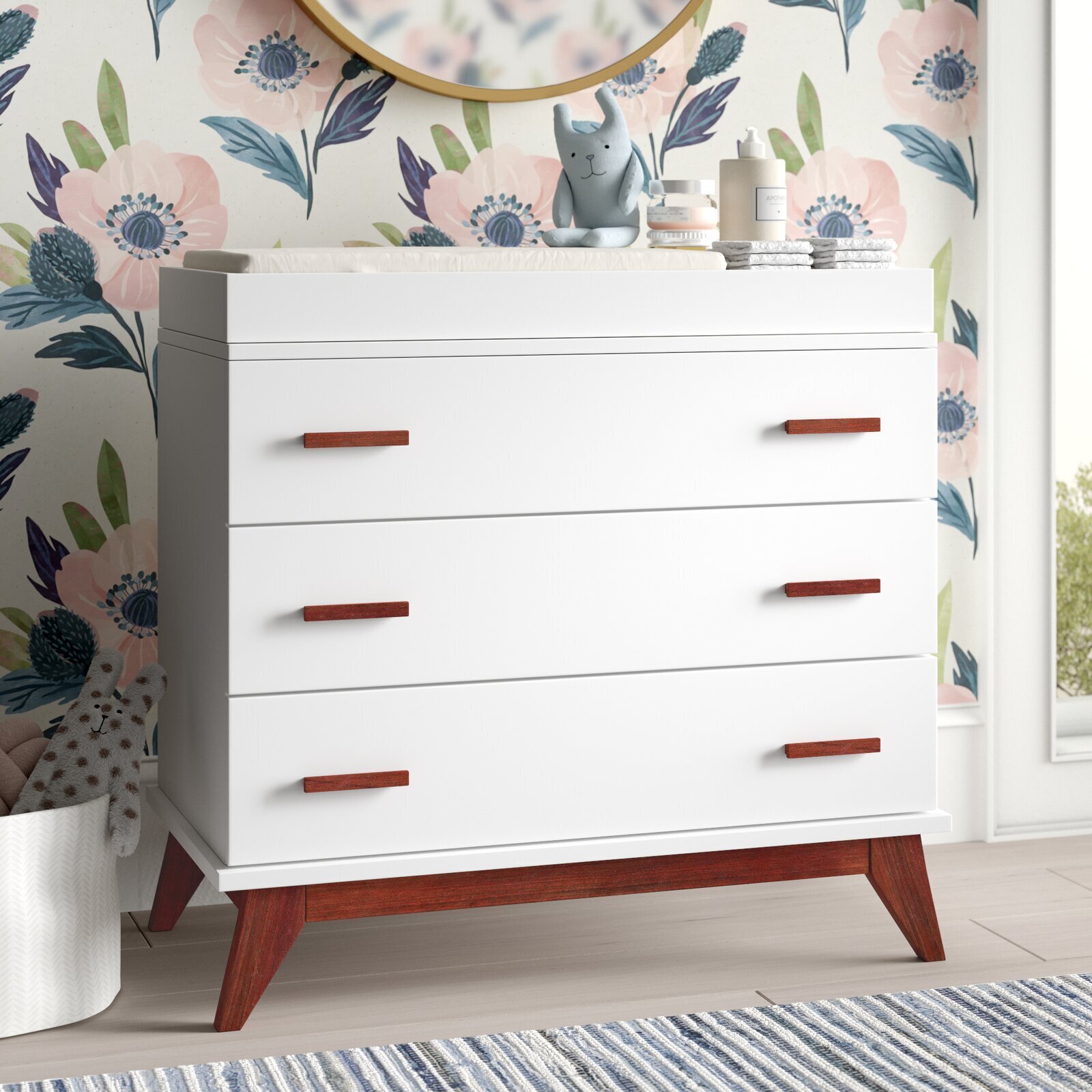 Mid Century Modern Changing Table On Dresser