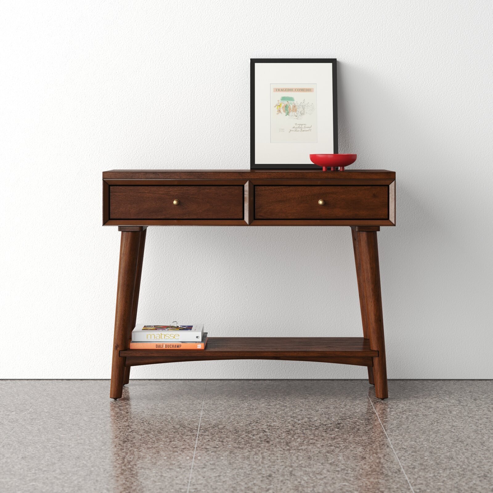 Mid century modern small entry console 