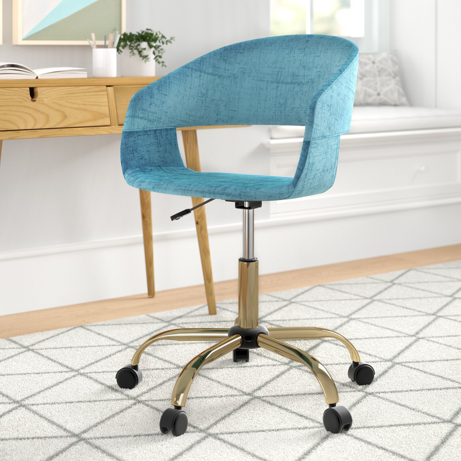 Mid Century Vanity Stool with Back