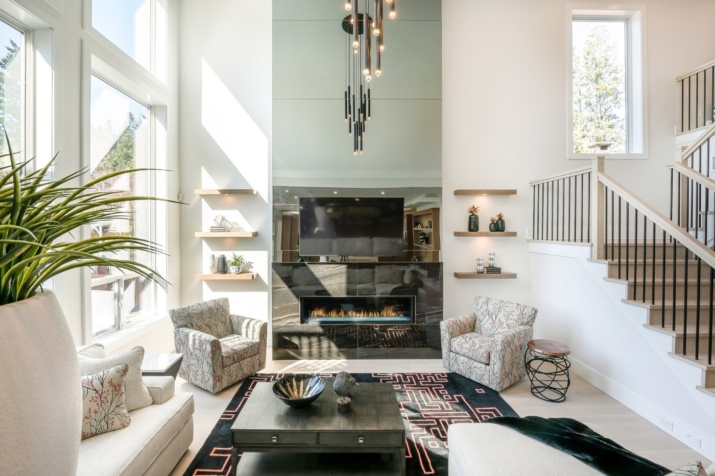 Mirrored fireplace