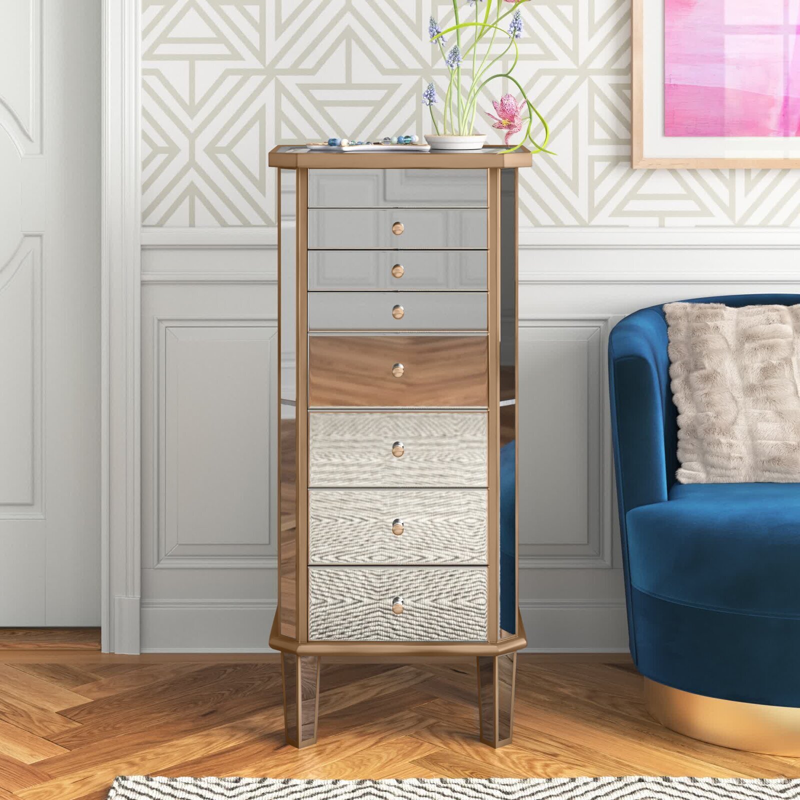 Mirrored Jewelry Armoire