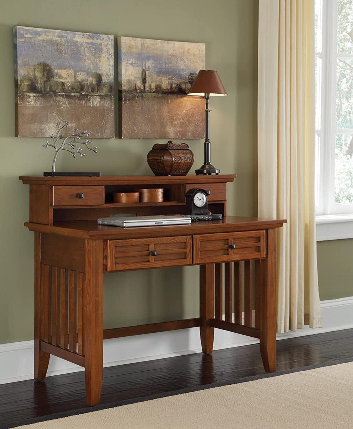 Mission style Desk with Shallow Hutch