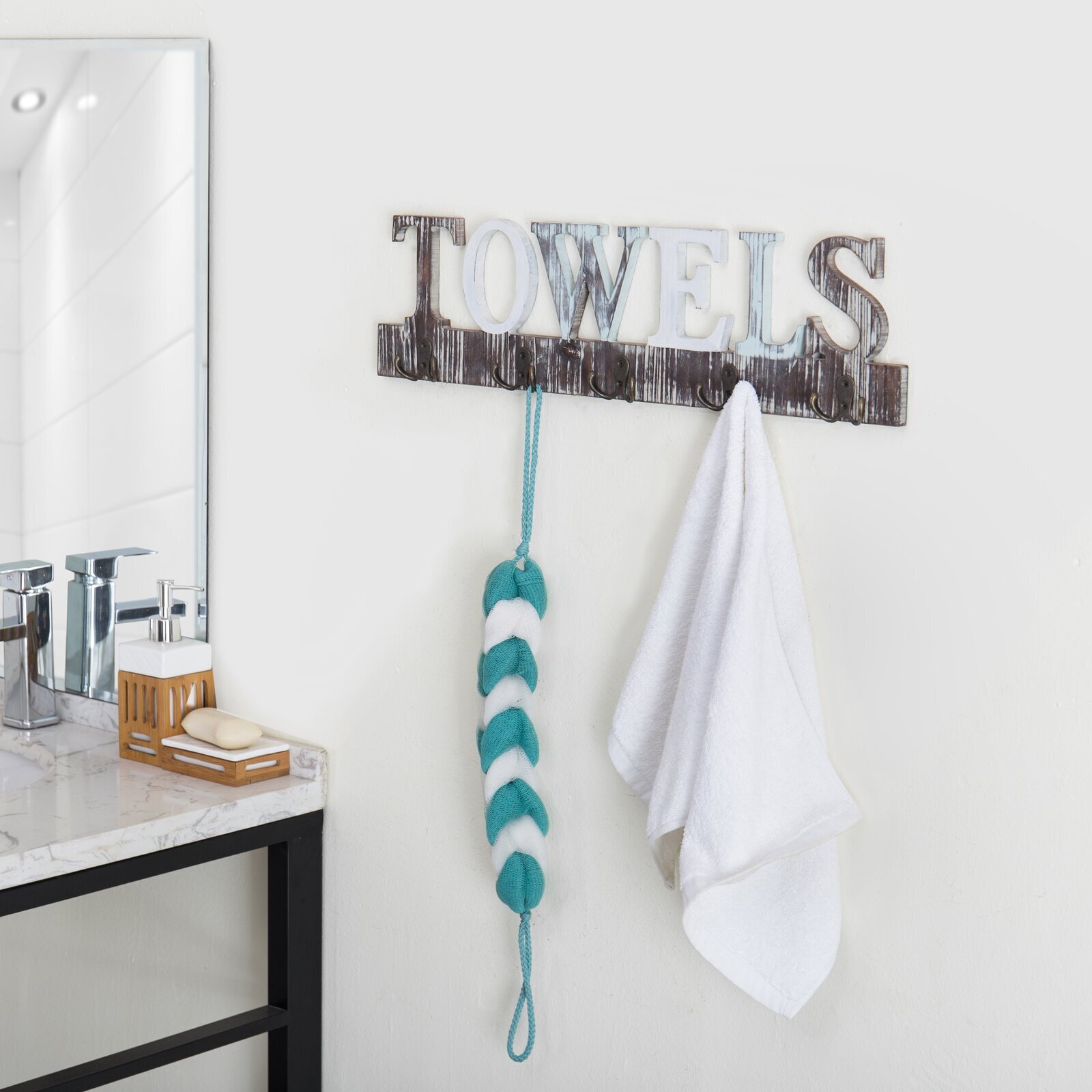 Modern FarmHouse Bathroom Towel Rail With Hooks 