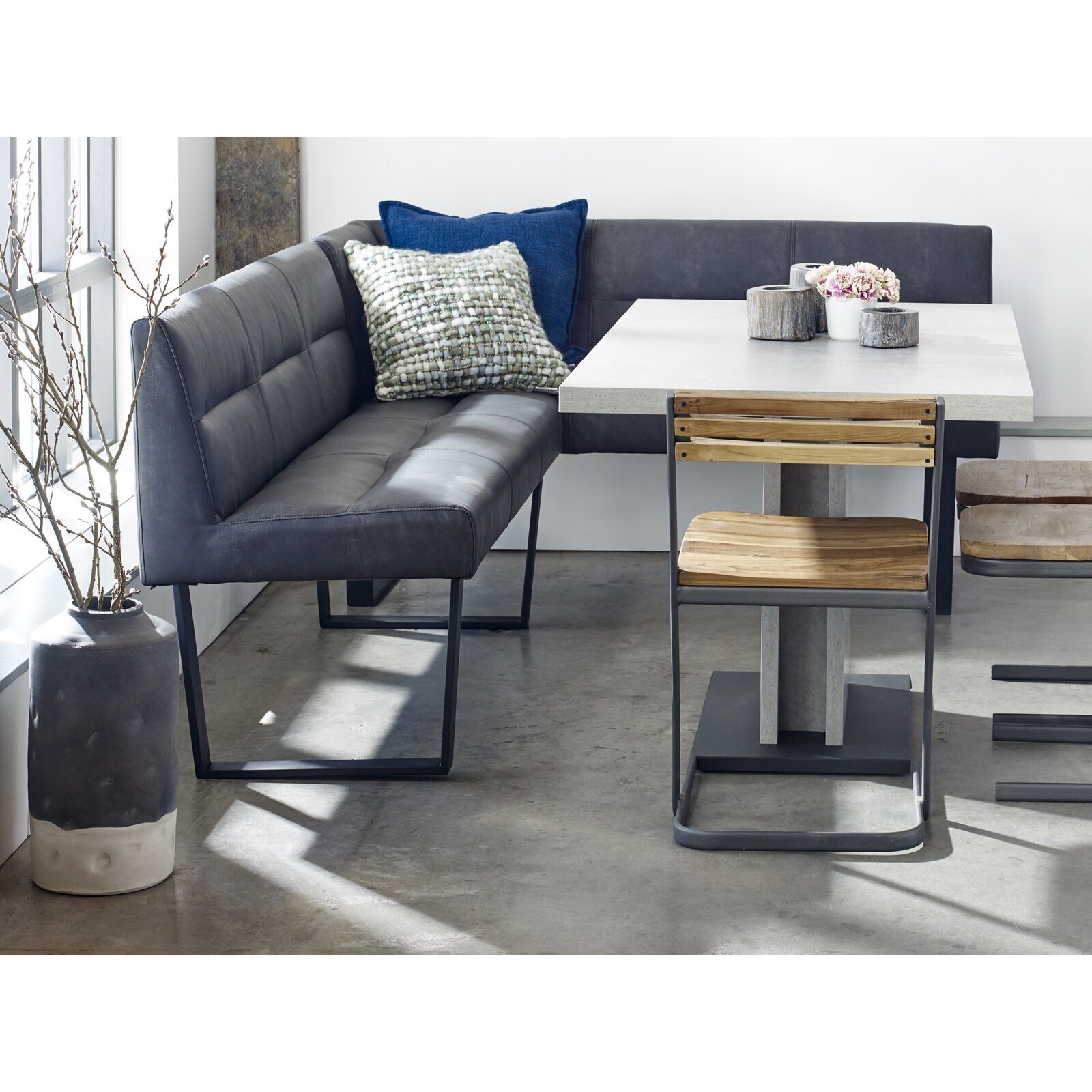 Modern L Shaped Bench with Back