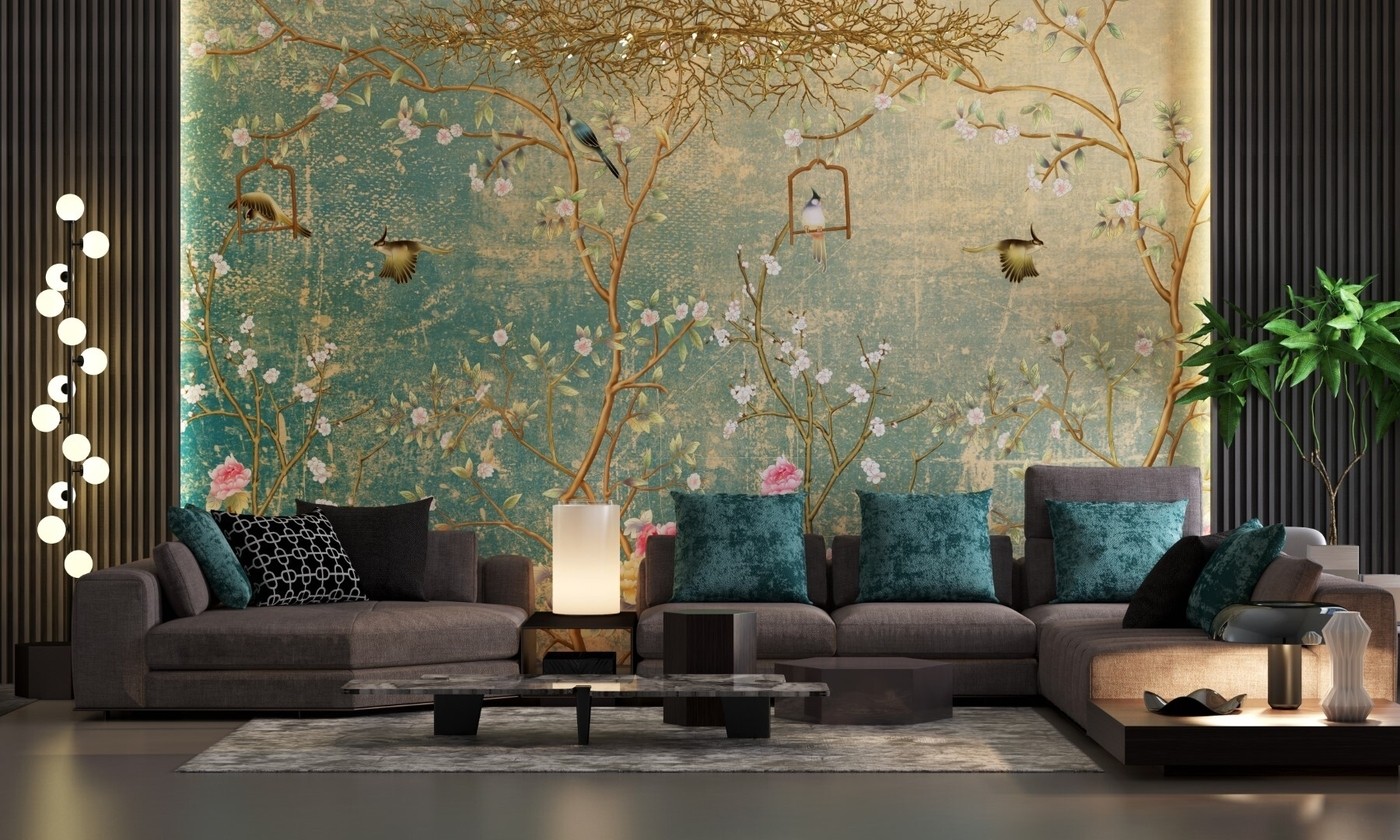 Modern living room design from wall decor