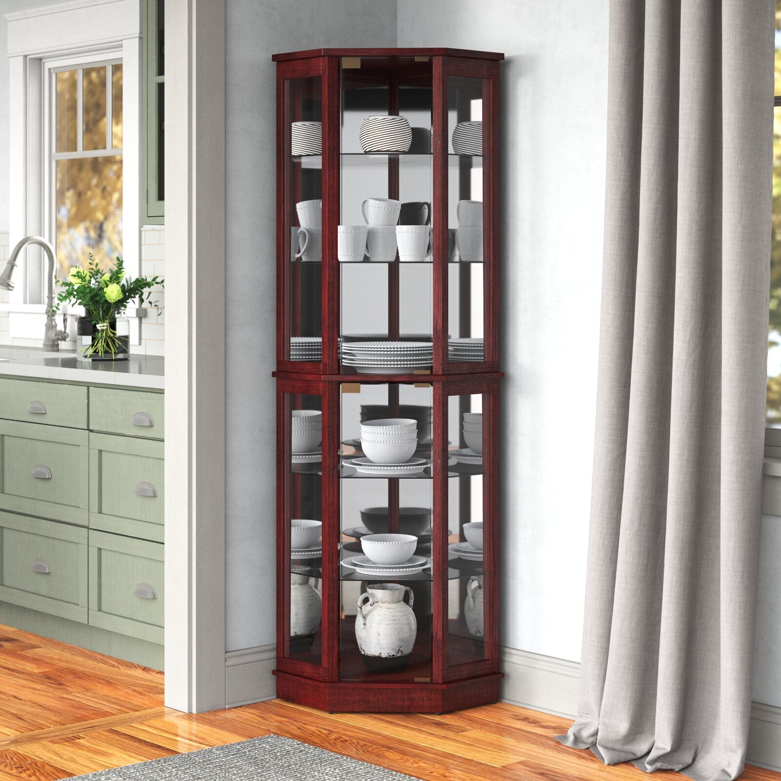 Modern Mirrored Corner Cabinet